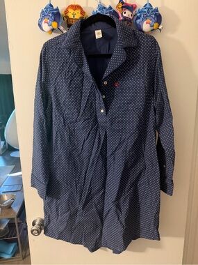Levi's Navy Blue Polka Dot Button-Down Shirt Dress